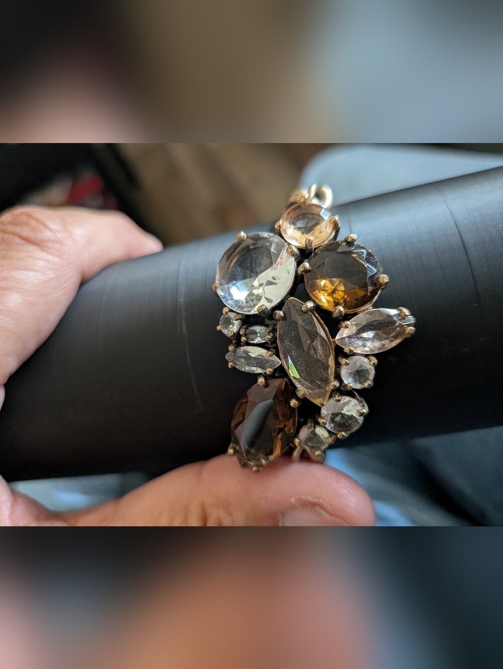 J Crew Vintage  Smoky Crystal Cluster Bracelet
